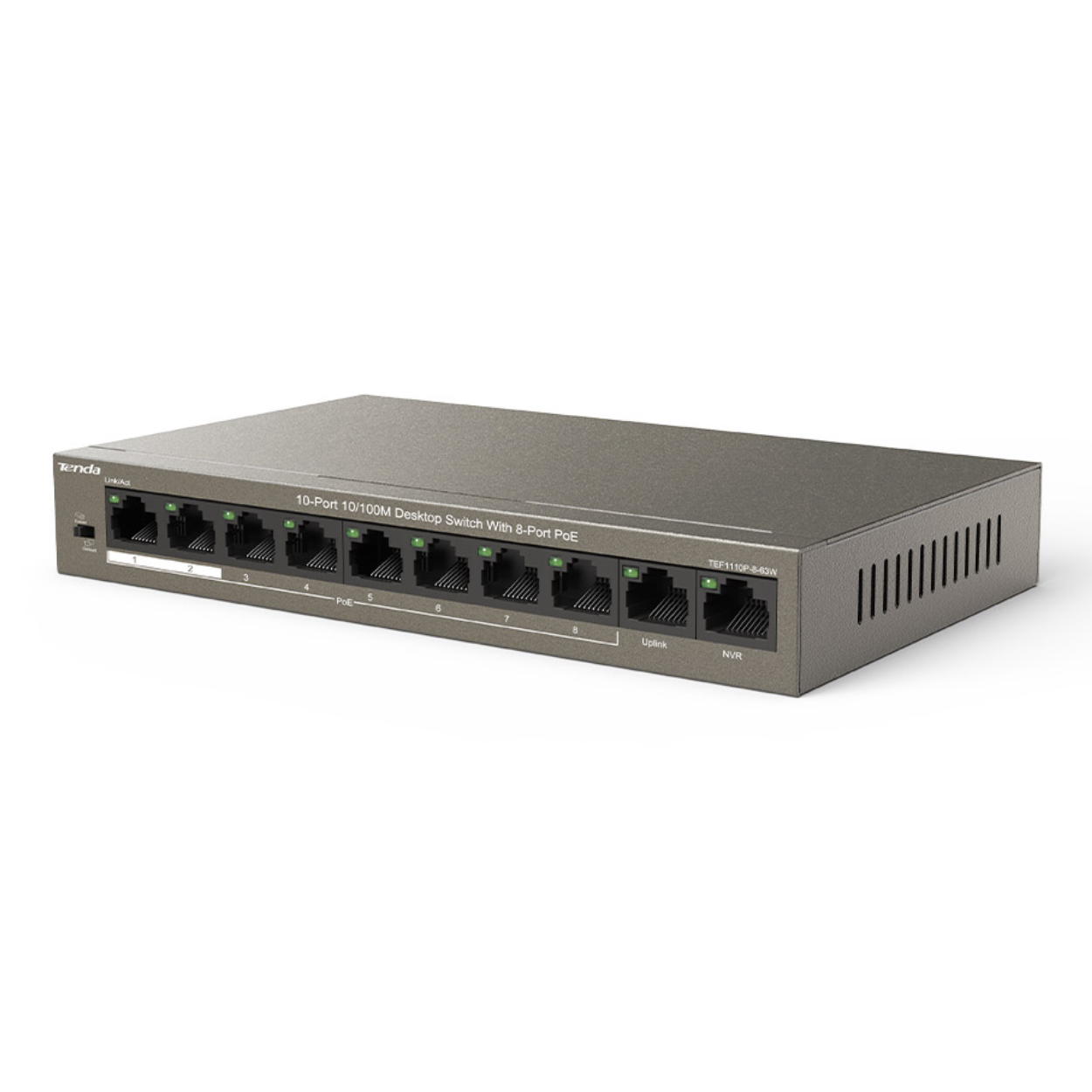 TENDA TEF1110P-8-63W 8FE PoE Port (58W), 2FE Uplink Desktop Switch Resim-2