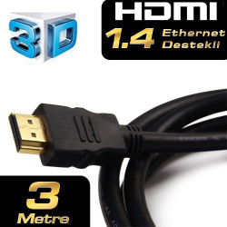 Dark 3M Hdmi V1.4 4K / 3D Ve Ağ Destekli Altın U&Ccedil;Lu  Kablo