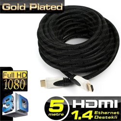 Dark 5M, Hdmi V1.4 4K / 3D Ve Ağ Destekli Kılıflı Altın U&Ccedil;Lu  Kablo