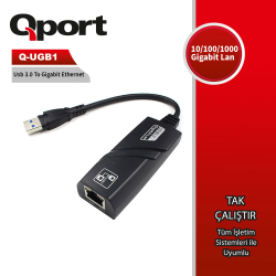 Qport Usb To Gigabit Ethernet 10/100/1000 &Ccedil;Evi̇ri̇ci̇ (Q-Ugb1)