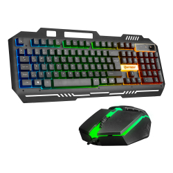 Hytech Hkm-X86 Quin Siyah Usb G&Ouml;Kkuşağı Zemin Aydınlatmalı Gaming Klavye + Mouse