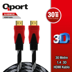 Qport 30M Altin U&Ccedil;Lu Hdmi Kablo 1.4V (Q-Hdmi30)