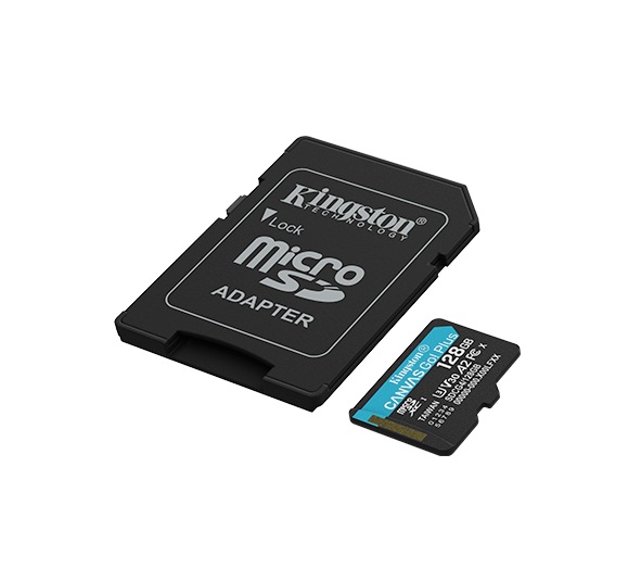 KINGSTON 128GB CanvasGo+ microSDXC 200MB/s A2 U3 V30 Card + Adaptör