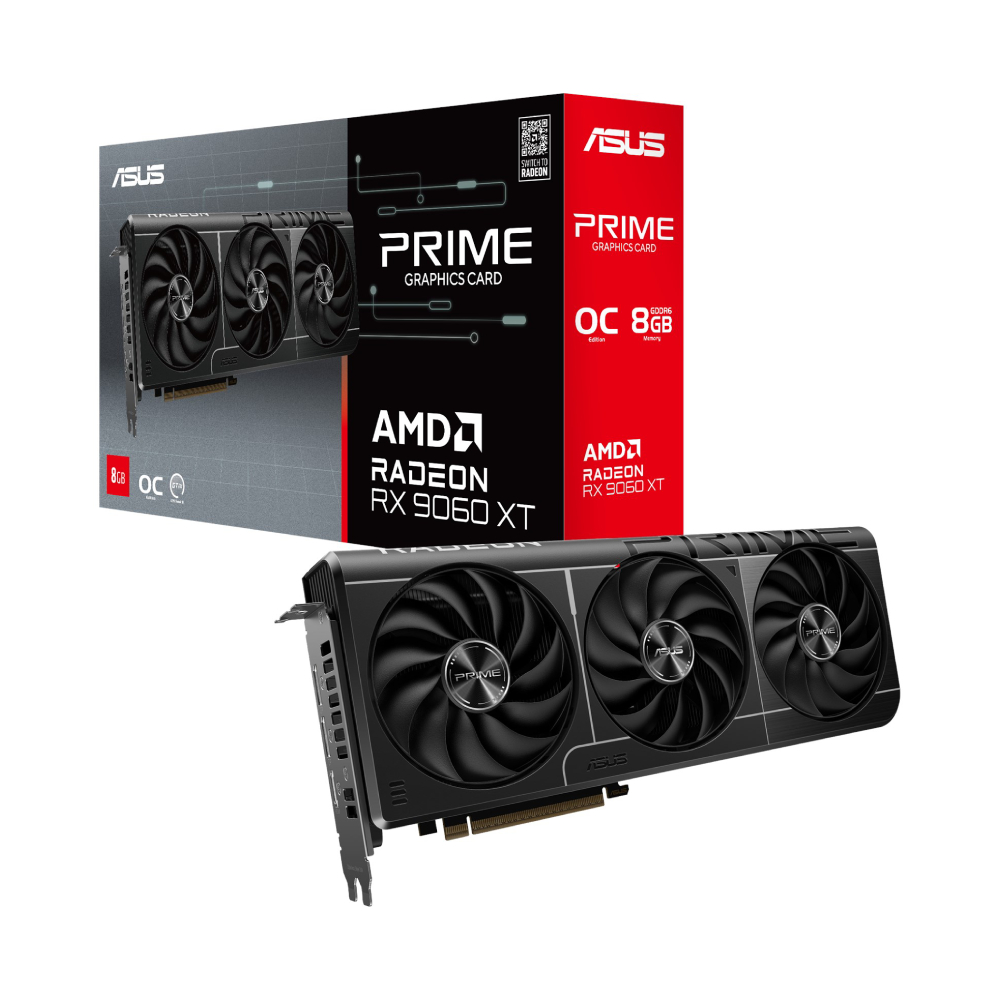 8 GB ASUS PRIME-RX9060XT-O8G RX9060XT GDDR6 128bit OC HDMI 2xDP Ekran Kartı