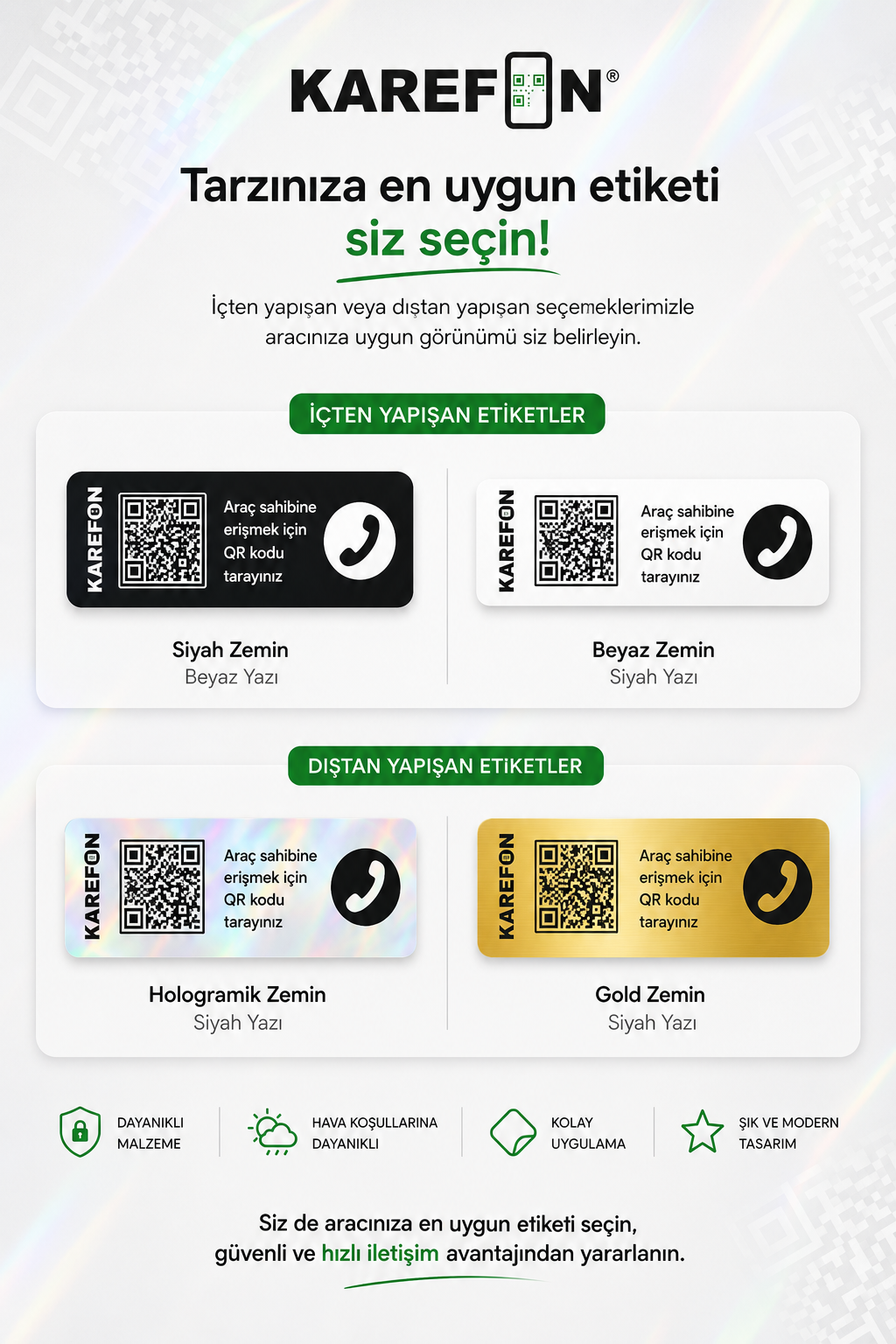KAREFON Qr Araç Etiketi - Mobil - Son Teknoloji Araç İletişim Platformu