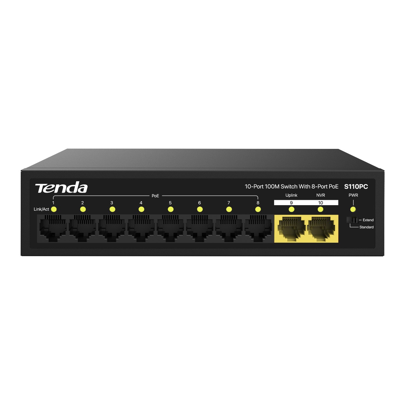 TENDA S110PC 8FE PoE+ Port (80W), 2FE Uplink Desktop Switch