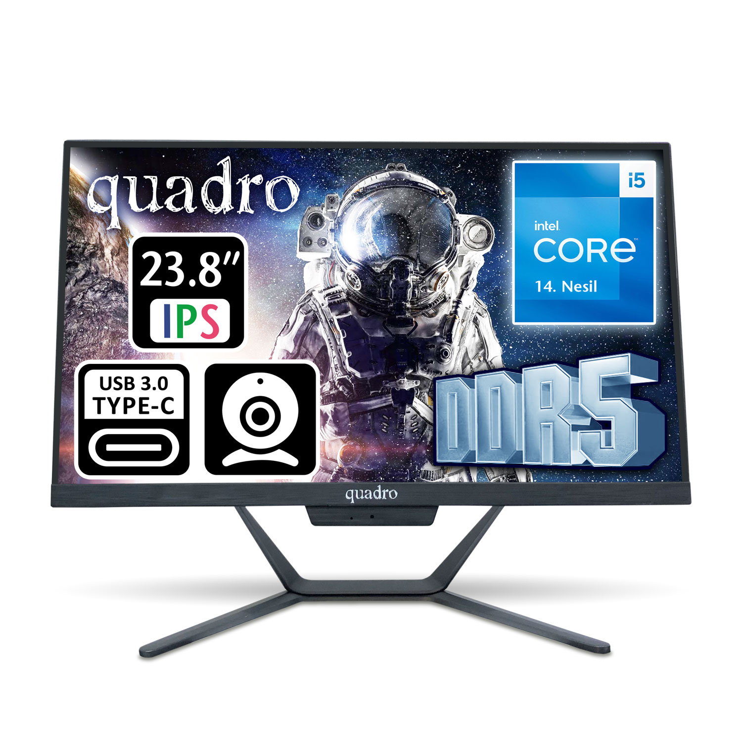 QUADRO STARK 23.8" IPS i5 14400 8GB 512SSD FDOS