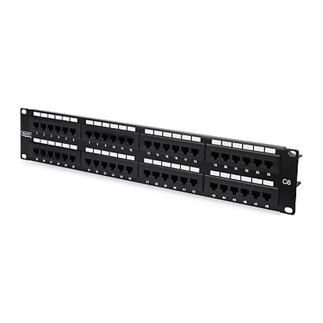 OJC CAT6 UTP 48 Port 2U Siyah Patch Panel Dolu 