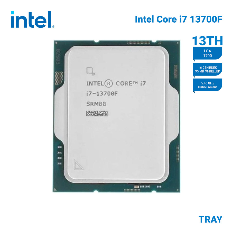 INTEL Raptor Lake i7-13700F Tray VGA'sız Fansız 16 Core 2,1/5.4GHz 30MB LGA1700