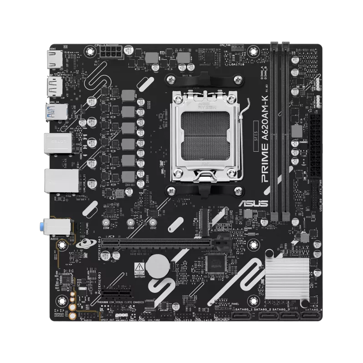 ASUS PRIME A620AM-K AMD A620 AM5 DDR5 7600 DP HDMI M2 USB3.2 AURA RGB mATX
