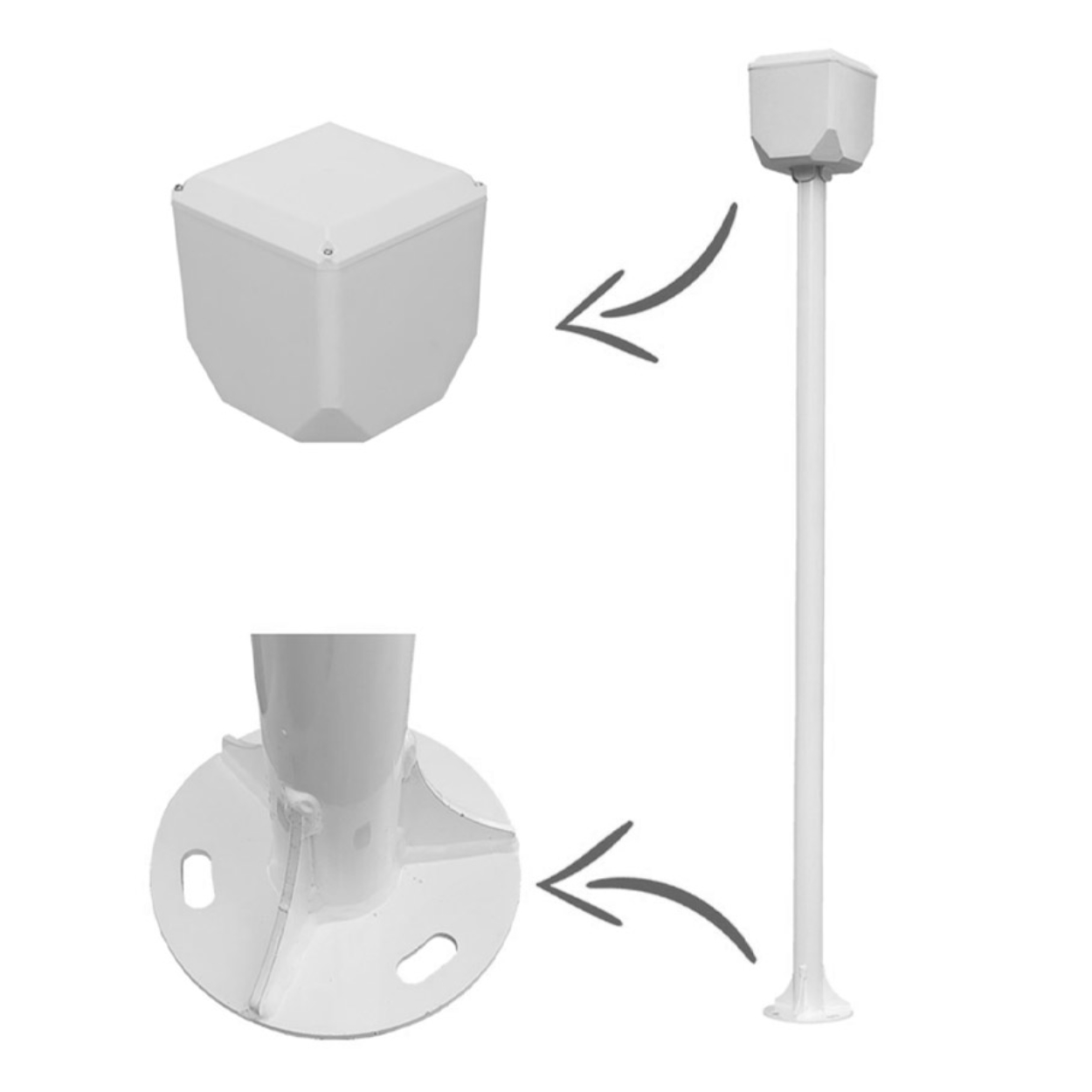 KameraKutusu TRK-200+154 2 Metre Metal Kamera Direği Siyah ( TRK-154 Dahil )